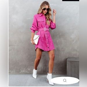 NEW VICI Dolls Curduroy Button-Down Belted Dress